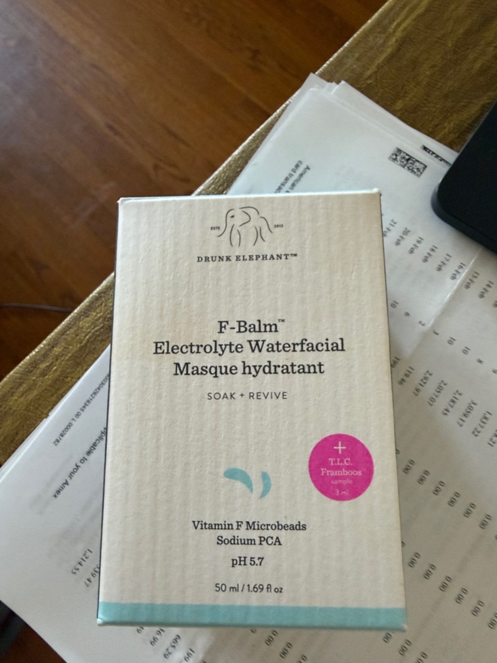 Drunk Elephant F-Balm Electrolyte Waterfacial Masque - White, Teal & Pink